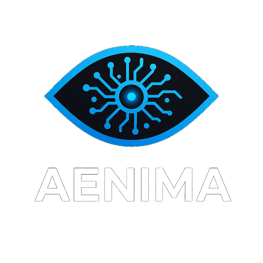 Logo Aenima - Œil de l'IA bleu électrique